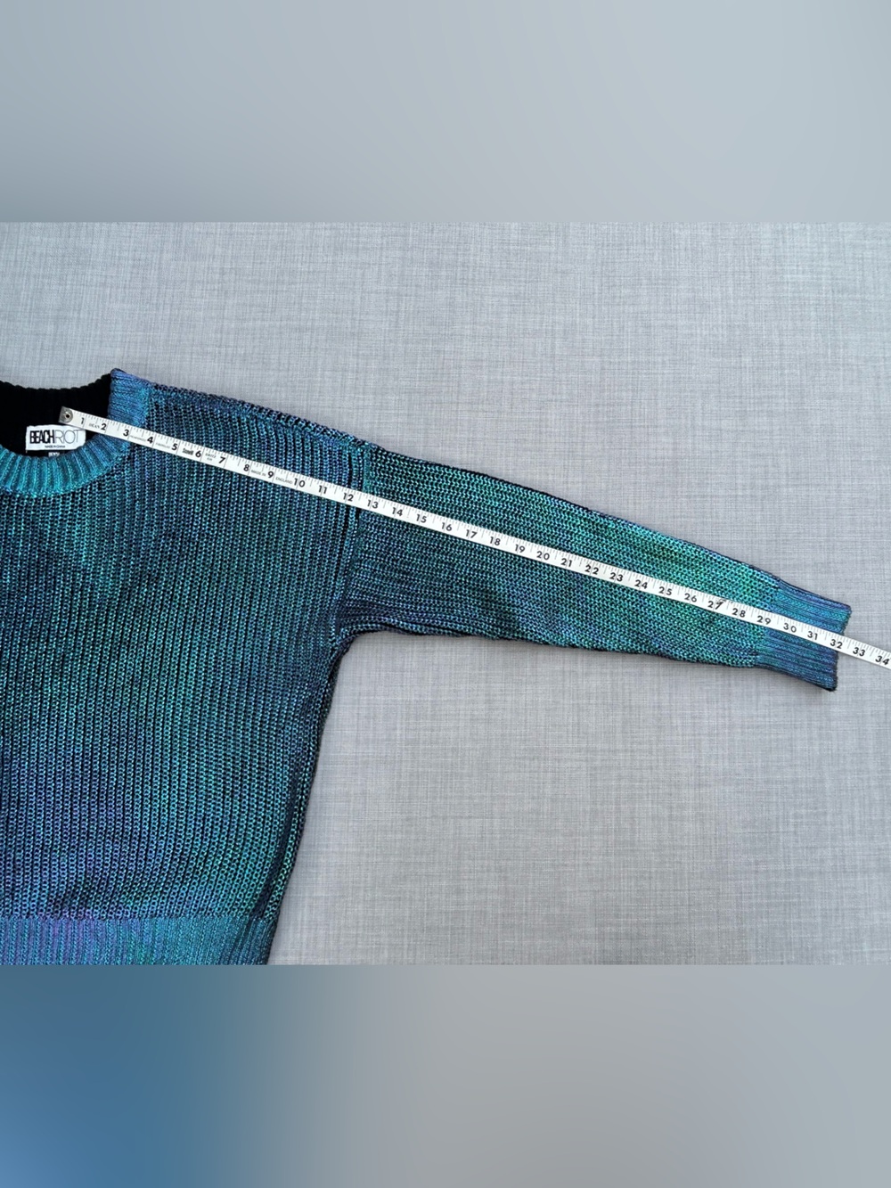 Beach Riot x Revolve Callie Metallic Sweater in Galaxy Shine Iridescent Blue XS - Picture 14 of 15